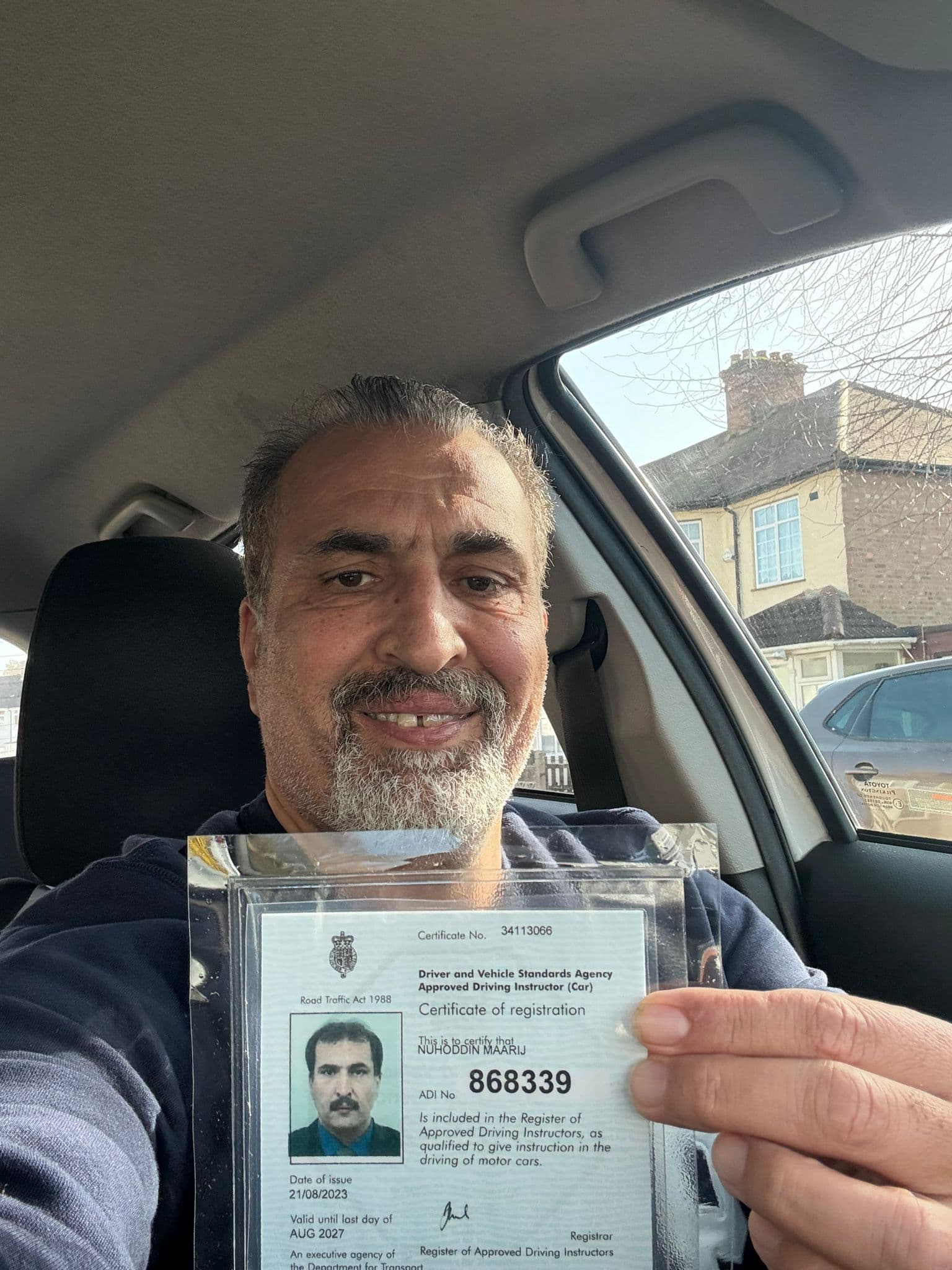 Nuhoddin Maarij, DVSA approved driving instructor